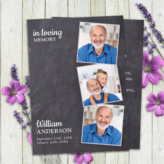 Rustic Memorial 3 Foto Slate Funeral Prayer Kaart Contactkaartje