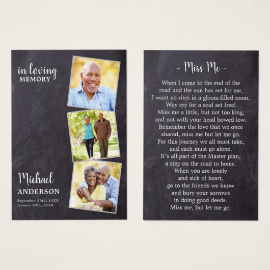 Rustic Memorial 3 Fotogedicht Funeral Prayer Kaart (Voorkant /achterkant)