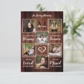 Rustic Memorial 6 Foto Collage Funeral Sympathie Bedankkaart (Staand voorkant)