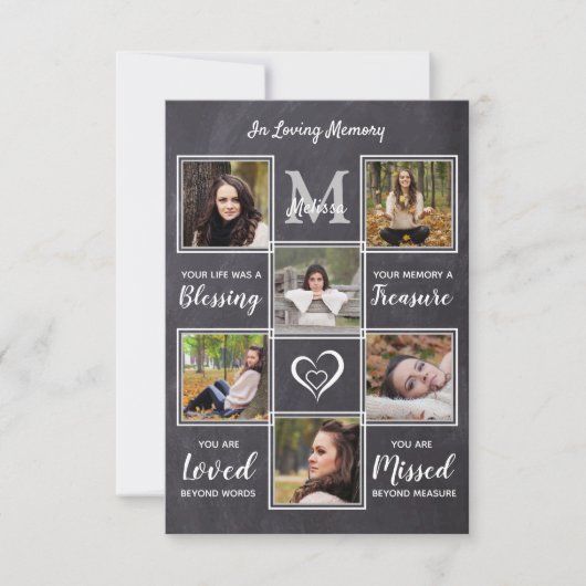 Rustic Memorial 6 Foto Collage Sympathie Funeral Bedankkaart (Voorkant)