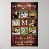Rustic Memorial 8 Photo Collage Funeral Poster (Voorkant)