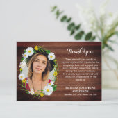 Rustic Memorial Daisy Floral Sympathie Funeral Bedankkaart (Staand voorkant)