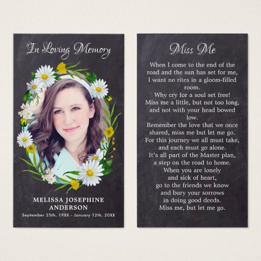 Rustic Memorial Floral Afbeelding Funeral Prayer K Visitekaartje (Voorkant /achterkant)