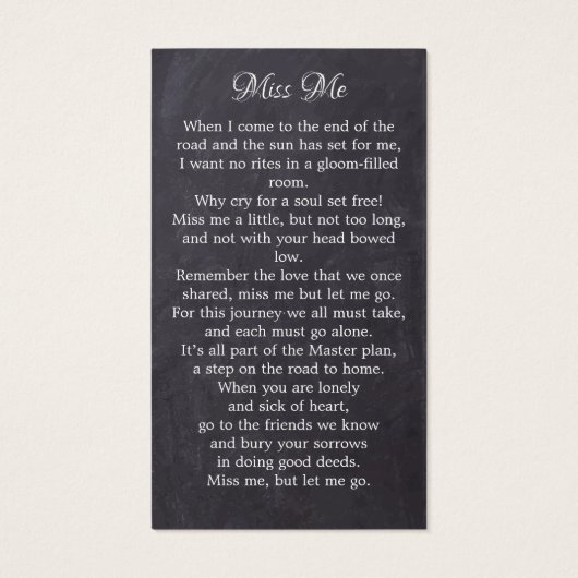 Rustic Memorial Floral Afbeelding Funeral Prayer K Visitekaartje (Achterkant)