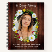 Rustic Memorial Floral Daisy Funeral Guest Book Notitieboek (Voorkant)