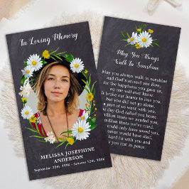 Rustic Memorial Floral Foto Funeral Prayer Kaart