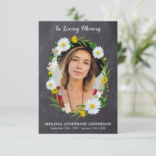 Rustic Memorial Floral Foto Prayer Kaart Funeral (Staand voorkant)