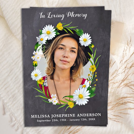 Rustic Memorial Floral Foto Prayer Kaart Funeral