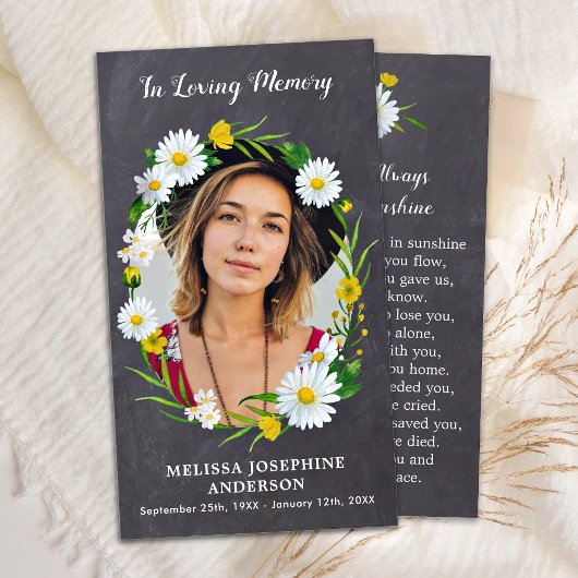 Rustic Memorial Floral Funeral Prayer Foto Contactkaartje