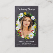 Rustic Memorial Floral Funeral Prayer Foto Contactkaartje (Voorkant)