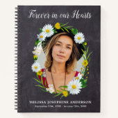 Rustic Memorial Floral Photo Funeral Guestbook Notitieboek (Voorkant)