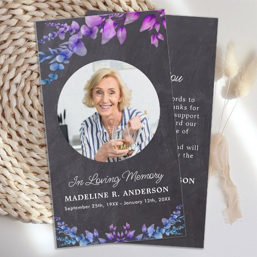 Rustic Memorial Foto botanische begrafenis Notitiekaartje