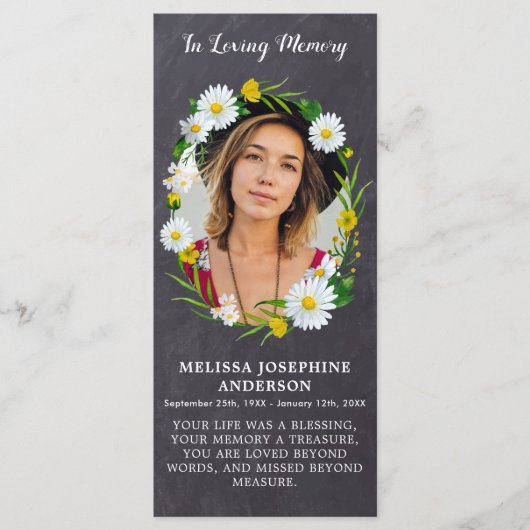 Rustic Memorial Foto Floral Funeral Prayer Kaart B (Voorkant)