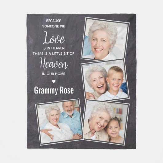 Rustic Memorial Herdenking Foto Collage Fleece Deken (Voorkant)