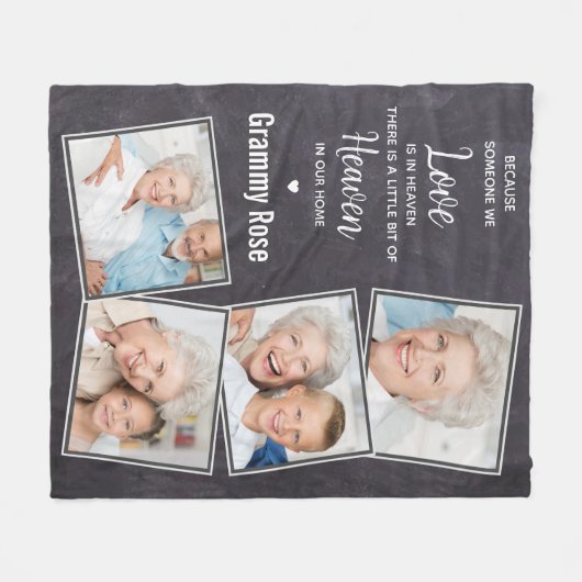 Rustic Memorial Herdenking Foto Collage Fleece Deken (Voorkant (Horizontaal))