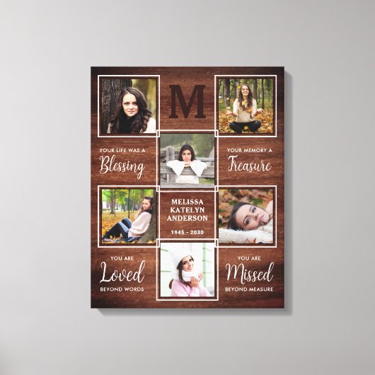 Rustic Memorial Herdenking Foto Keepslag Canvas Afdruk (Voorkant)