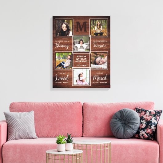 Rustic Memorial Herdenking Foto Keepslag Canvas Afdruk (Insitu (Woonkamer))
