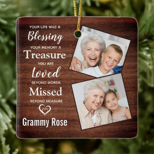 Rustic Memorial Keepomwille Family Photo Herdenkin Keramisch Ornament