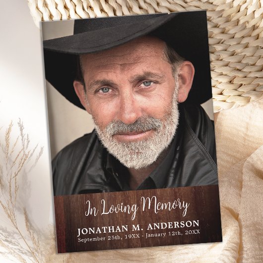 Rustic Memorial Loving Memory Sympathie Notitiekaartje