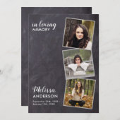 Rustic Memorial Order of Service 3 Photo Funeral Programmakaart (Voorkant / Achterkant)