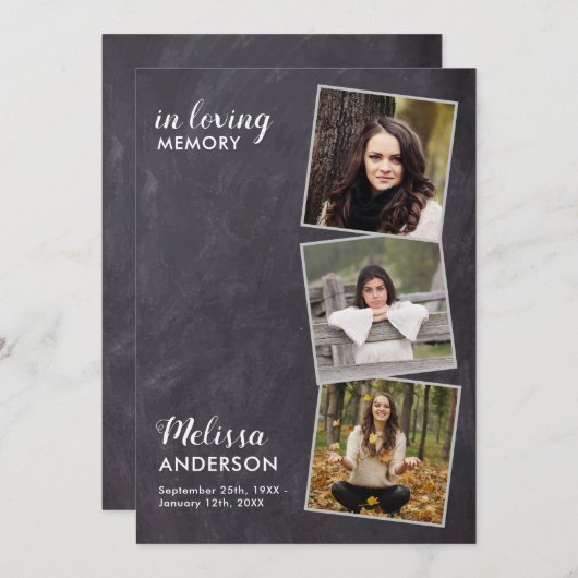 Rustic Memorial Order of Service 3 Photo Funeral Programmakaart (Voorkant / Achterkant)