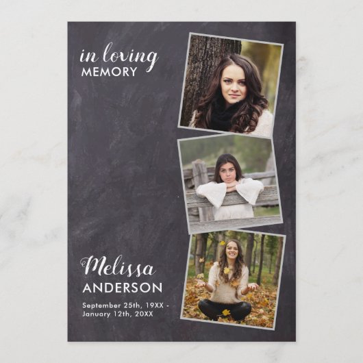 Rustic Memorial Order of Service 3 Photo Funeral Programmakaart (Voorkant)