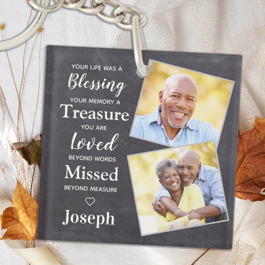 Rustic Memorial Personalized Herdenking 2 Foto Sleutelhanger