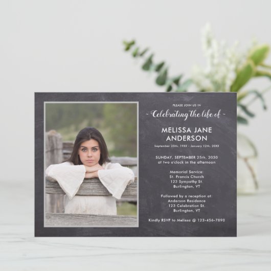 Rustic Memorial Photo Celebration of Life Funeral Kaart (Staand voorkant)