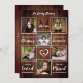 Rustic Memorial Photo Collage Sympathie Funeral Bedankkaart (Voorkant / Achterkant)