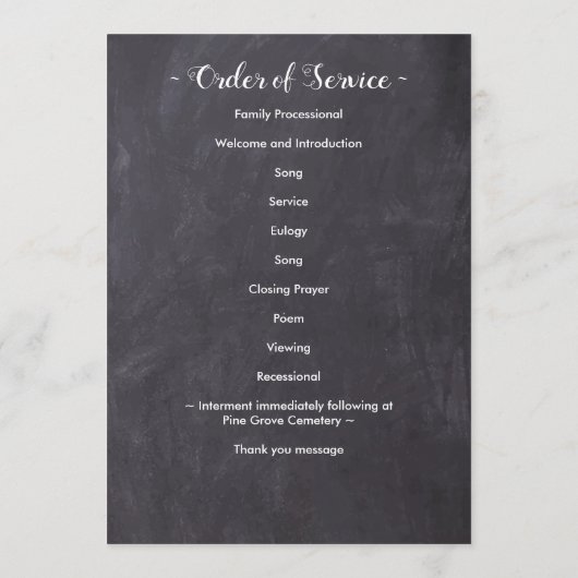 Rustic Memorial Photo Order of Service Funeral Programmakaart (Achterkant)