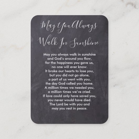 Rustic Memorial Photo Sympathie Funeral Prayer Kaa Contactkaartje (Achterkant)
