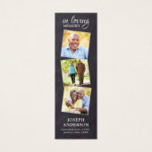 Rustic Memorial Poem 3 Foto Funeral Bladwijzer Mini Visitekaartjes (Voorkant)