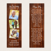 Rustic Memorial Poem 3 Foto Funeral Bladwijzer Mini Visitekaartjes (Voorkant /achterkant)