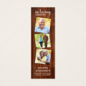 Rustic Memorial Poem 3 Foto Funeral Bladwijzer Mini Visitekaartjes (Voorkant)