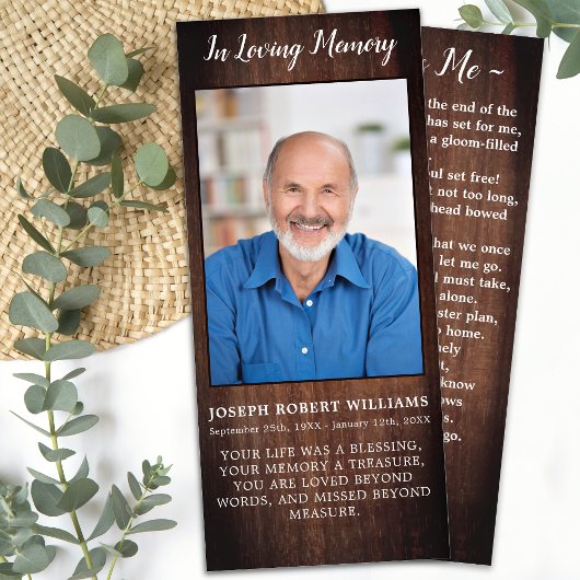 Rustic Memorial Poem Foto Funeral Prayer Kaart