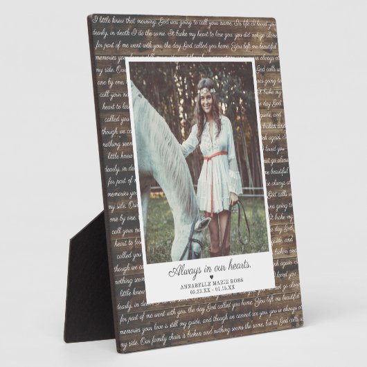 Rustic Memorial Poem | Foto Keepomwille Plaque Fotoplaat (Zijkant)