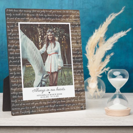 Rustic Memorial Poem | Foto Keepomwille Plaque Fotoplaat (Zijkant)
