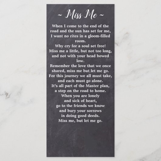 Rustic Memorial Poem Funeral Kaart Bladwijzer (Achterkant)