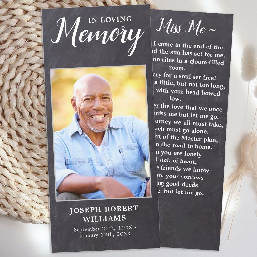 Rustic Memorial Poem Funeral Kaart Bladwijzer