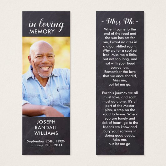 Rustic Memorial Poem Prayer Funeral Bladwijzer Mini Visitekaartjes (Voorkant /achterkant)