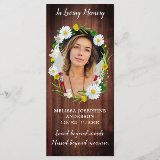 Rustic Memorial Prayer Kaart Funeral Bladwijzer (Voorkant)