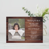 Rustic Memorial Service Celebration of Life Photo Kaart (Staand voorkant)