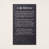 Rustic Memorial Sympathie Foto Funeral Prayer Kaar Visitekaartje (Achterkant)