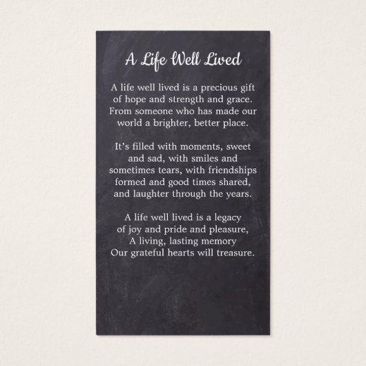 Rustic Memorial Sympathie Foto Funeral Prayer Kaar Visitekaartje (Achterkant)