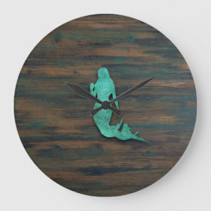 Rustic Mermaid (Blauwgroen) Grote Klok