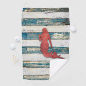 Rustic Mermaid (rood) Golfhanddoek (Insitu)