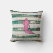 Rustic Mermaid (roze en groen) Kussen (Voorkant)