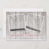 Rustic Merriest Kerstmis 2 foto's Feestdagenkaart (Voorkant)