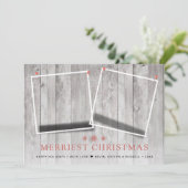 Rustic Merriest Kerstmis 2 foto's Feestdagenkaart (Staand voorkant)