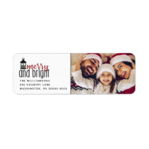 Rustic Merry and Bright Photo Return Address